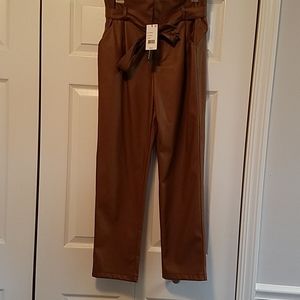 Cognac Colored Faux Leather Pants